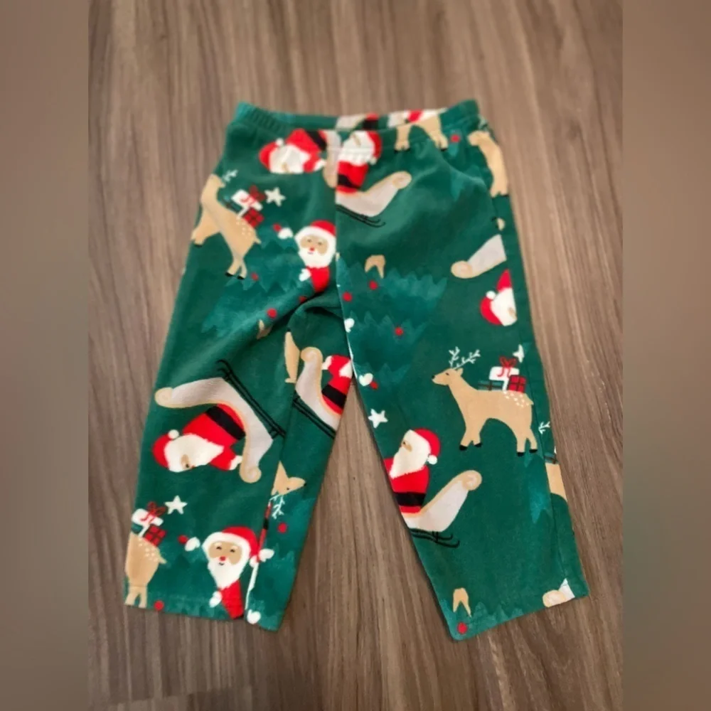Carters fleece Santa Squad Red and Green Pajama Set size 24 months